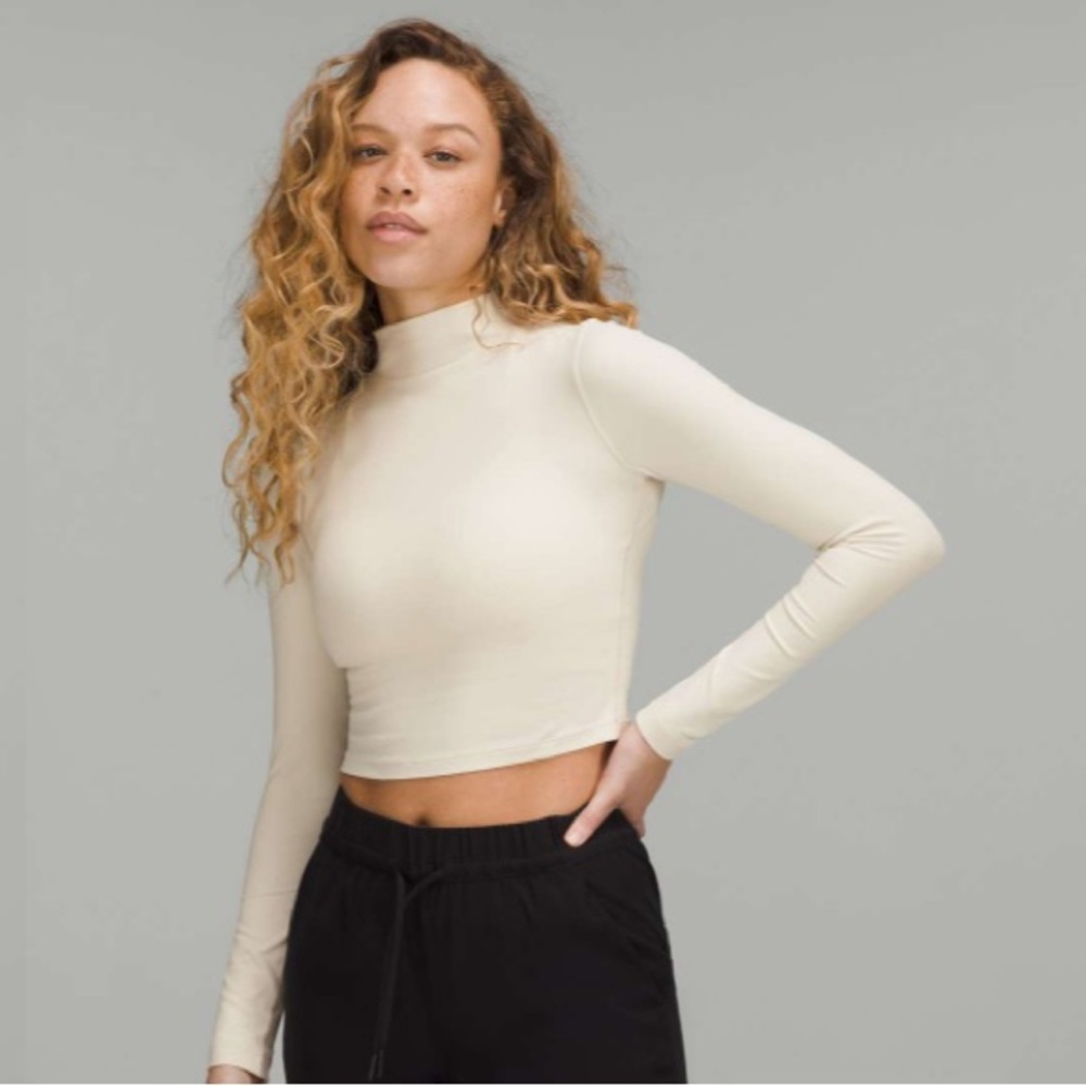 lululemon athletica Cream Mock Neck Long Sleeve Top